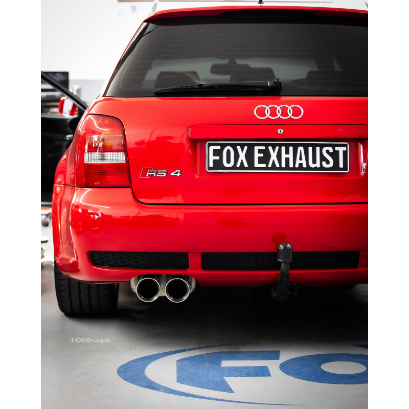 Audi RS4 B5 - Edelstahl-System End- und Vorschalldämpfer 90mm - 2x90 Typ 24 - inkl. Y-Adapter auf die originale Downpipe