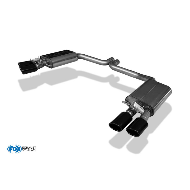 Audi S8 Typ 4H mit Abgasklappen Endschalldämpfer rechts/links zweiflutig - 2x100x77 Typ 38 rechts/links schwarz glänzend emalliert